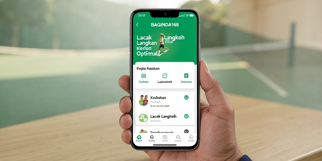 Tampilan antarmuka aplikasi BAGINDA168 untuk pelacakan langkah.