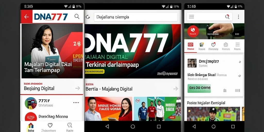 Tampilan antarmuka aplikasi Majalah Digital DNA777 yang menarik dan modern.