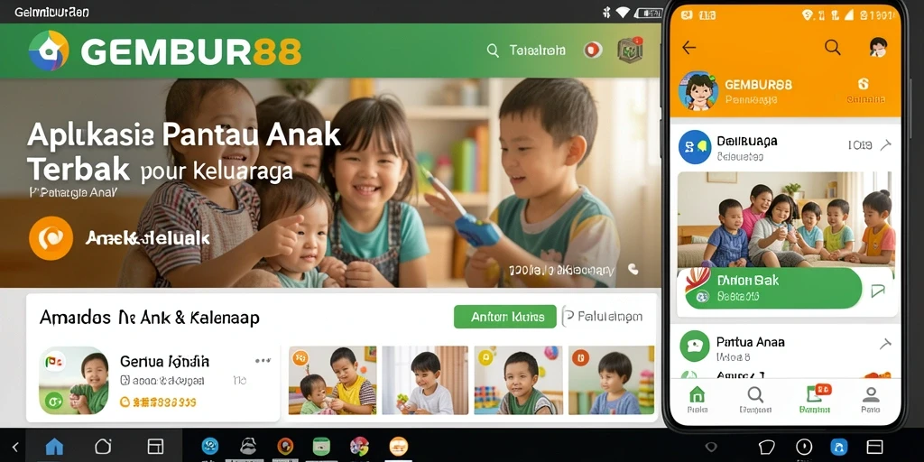 Tampilan antarmuka pengguna GEMBUR88 yang interaktif dan berfungsi untuk memantau anak.