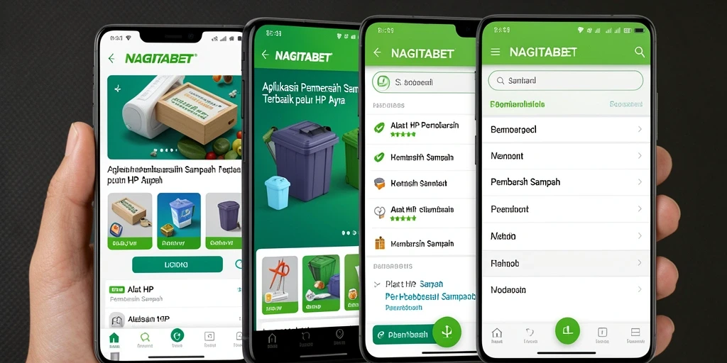 Antarmuka NAGITABET yang bersih dan fungsional untuk pembersihan sampah.