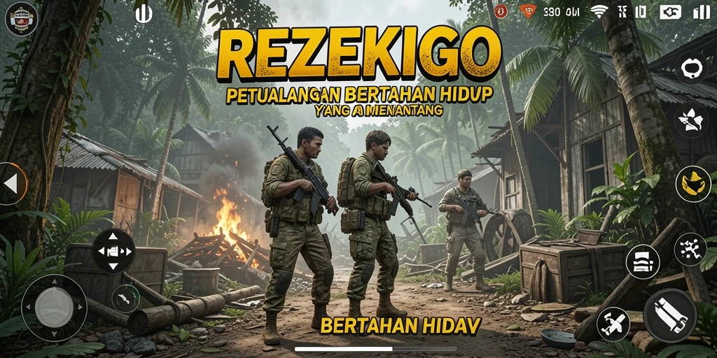 Tangkapan layar menampilkan antarmuka REZEKIGO yang menarik dan dinamis.